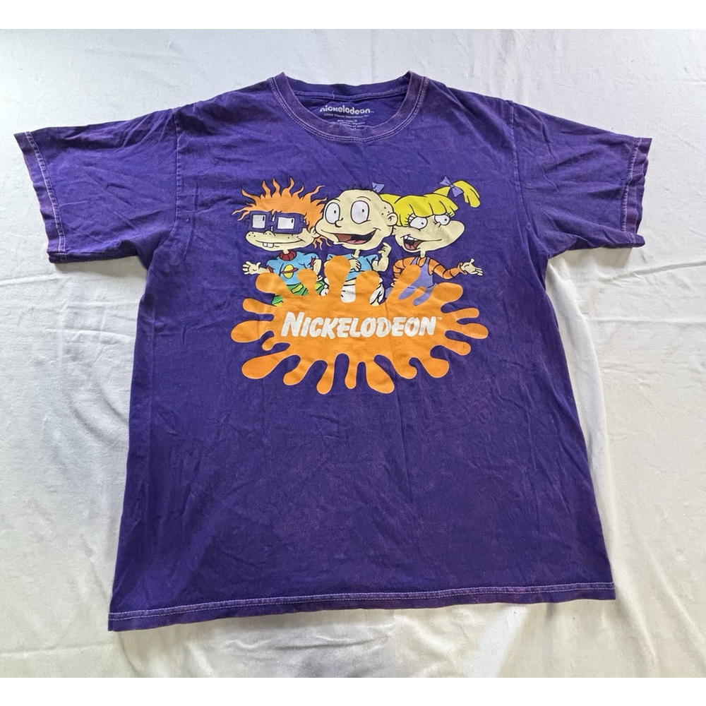Rugrats Nickelodeon T-Shirt Purple Tommy Chuckie Angelica Graphic Tee Size M
